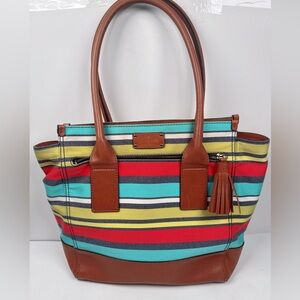 Kate Spade New York Linda Key Wesr Multi Strip Brown Shoulder Bag